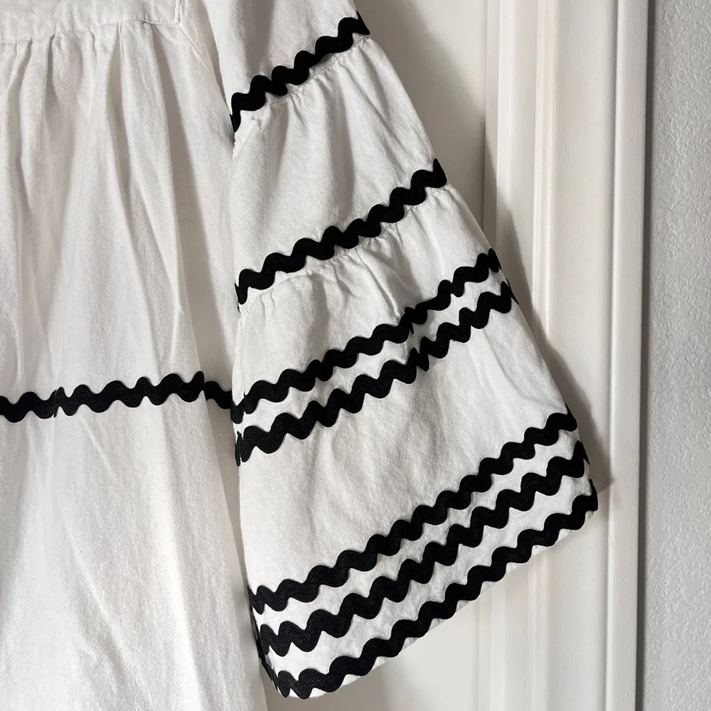 Lisa Marie Fernandez x Target Ric Rac White Linen-Blend Mini Dress Womens Medium - Picture 4 of 8